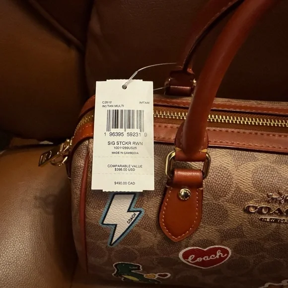Coach Rowan Satchel Bag in Signature Canvas With Sticker Print NWT - Picture 3 of 10